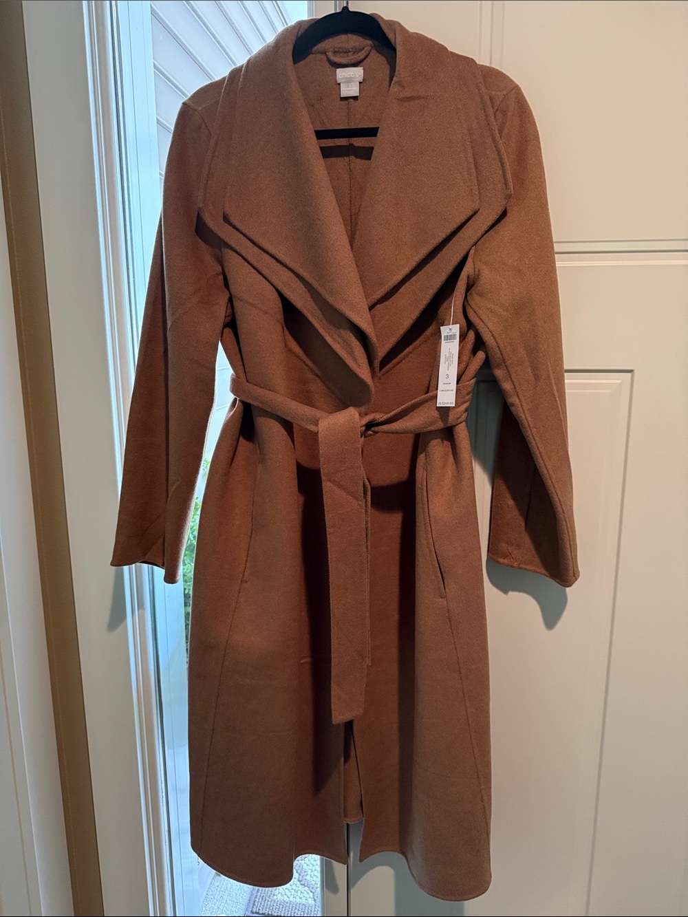 Chico's Camel Brown Wrap Trench Coat with Belt